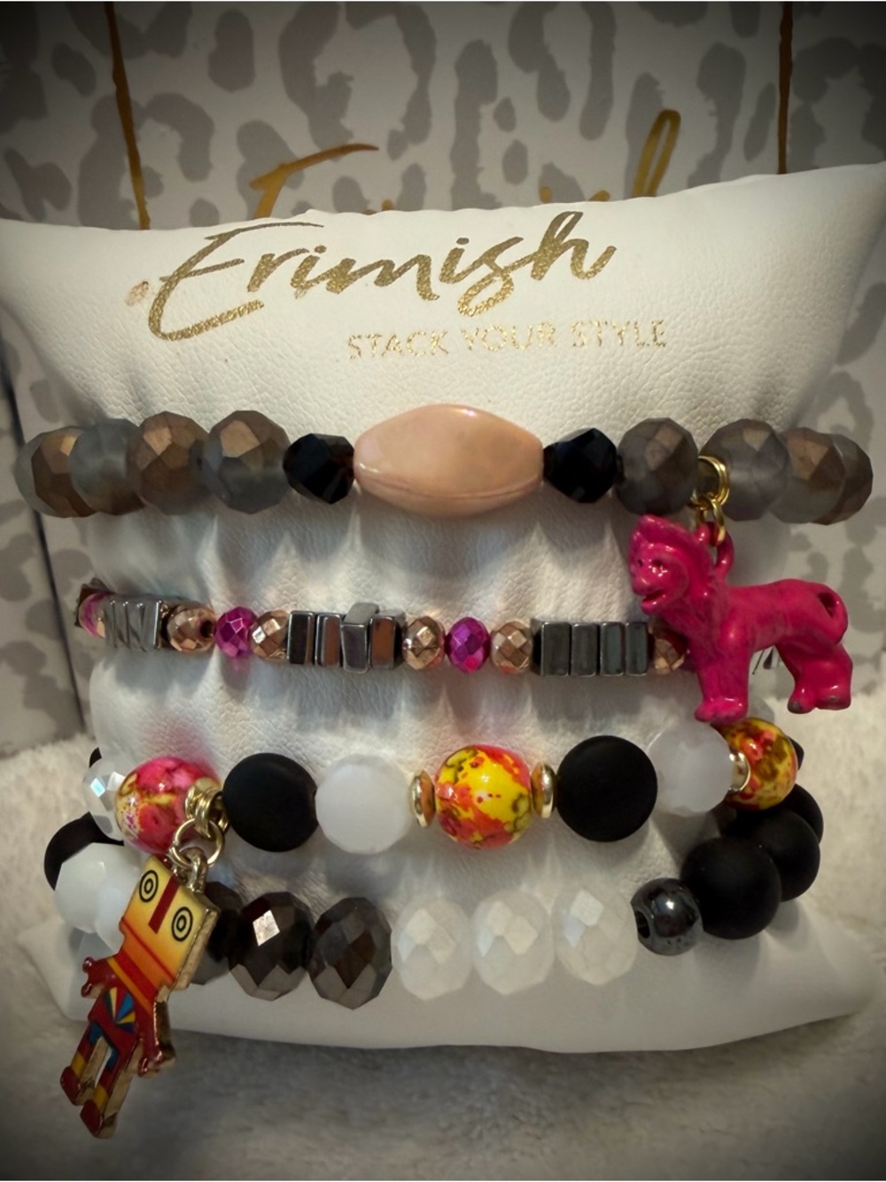New ERIMISH Bracelets 4 pc - Pink Multi- Custom Regular, Kids Or Extended Size